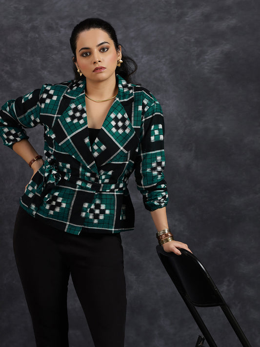 Sambalpuri Ikat Green Jacket