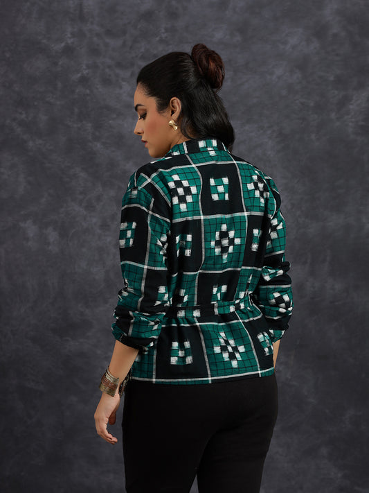 Sambalpuri Ikat Green Jacket