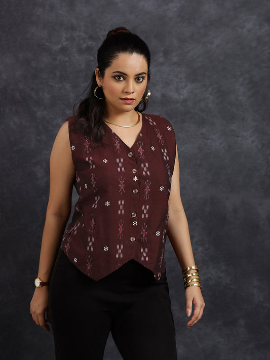 Ikat Sleeveless Waistcoat