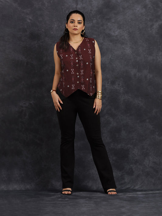 Ikat Sleeveless Waistcoat