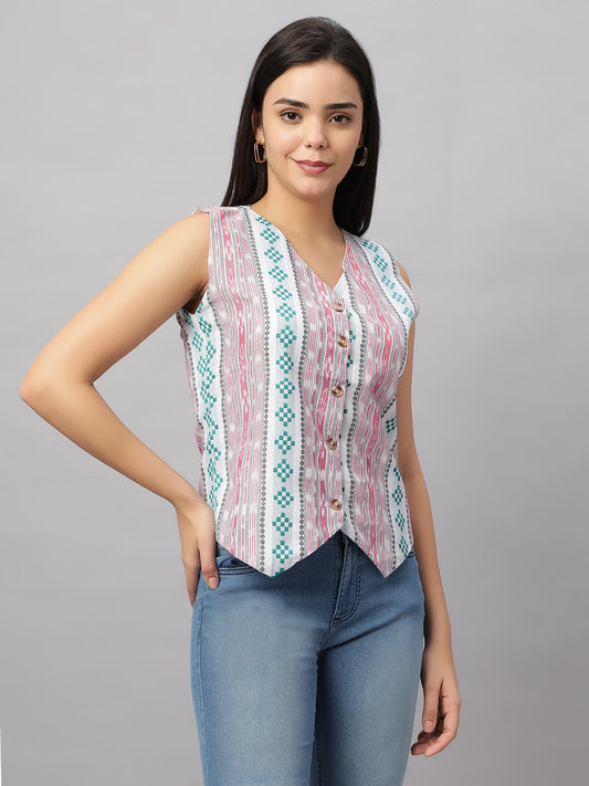Ikat Sleeveless Waistcoat