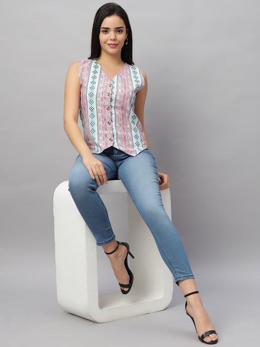 Ikat Sleeveless Waistcoat