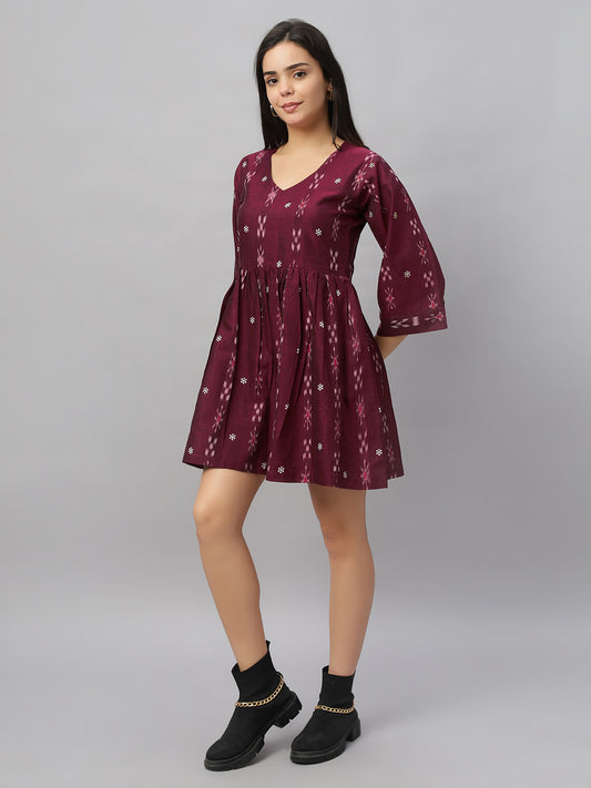 Short Waist Gathered Dress