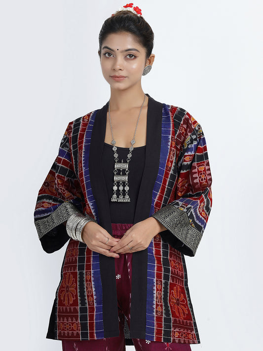 Red Utkal Lakshmi Ikat Kimono Jacket