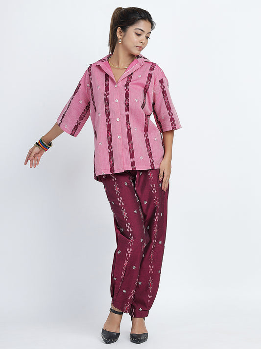 Pink Ikat Cotton Co-ord Set
