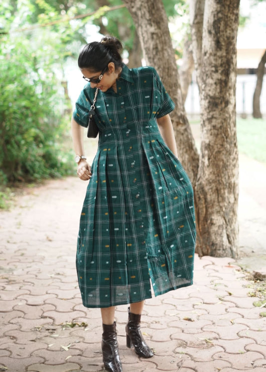 Green Midi Waisted Shirt Dress