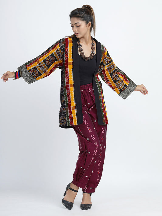 Yellow Utkal Lakshmi Ikat Kimono Jacket
