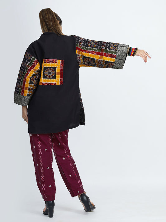 Yellow Utkal Lakshmi Ikat Kimono Jacket